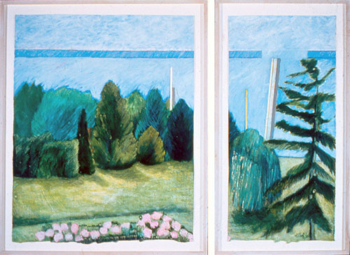 Blue Evergreen Diptych