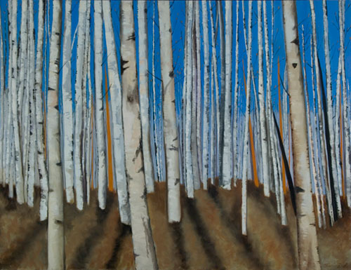 Aspen Trees in Winter II oil on canvas 40" x 52"